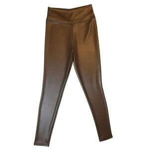 GAP Leggings XS Brown Faux Leather Stretch Pants Pull On High Waist Preowned